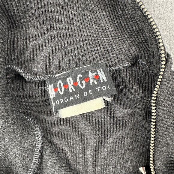 Morgan De Toi Ribbed High Neck Sweater Women’s Small‎ Black Long Sleeve Zippered - Picture 12 of 16